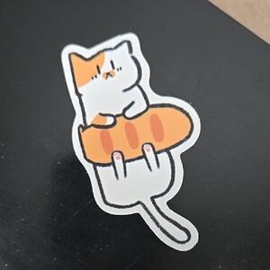 Cute Cat Sticker Orange White Design Tabby Kitty